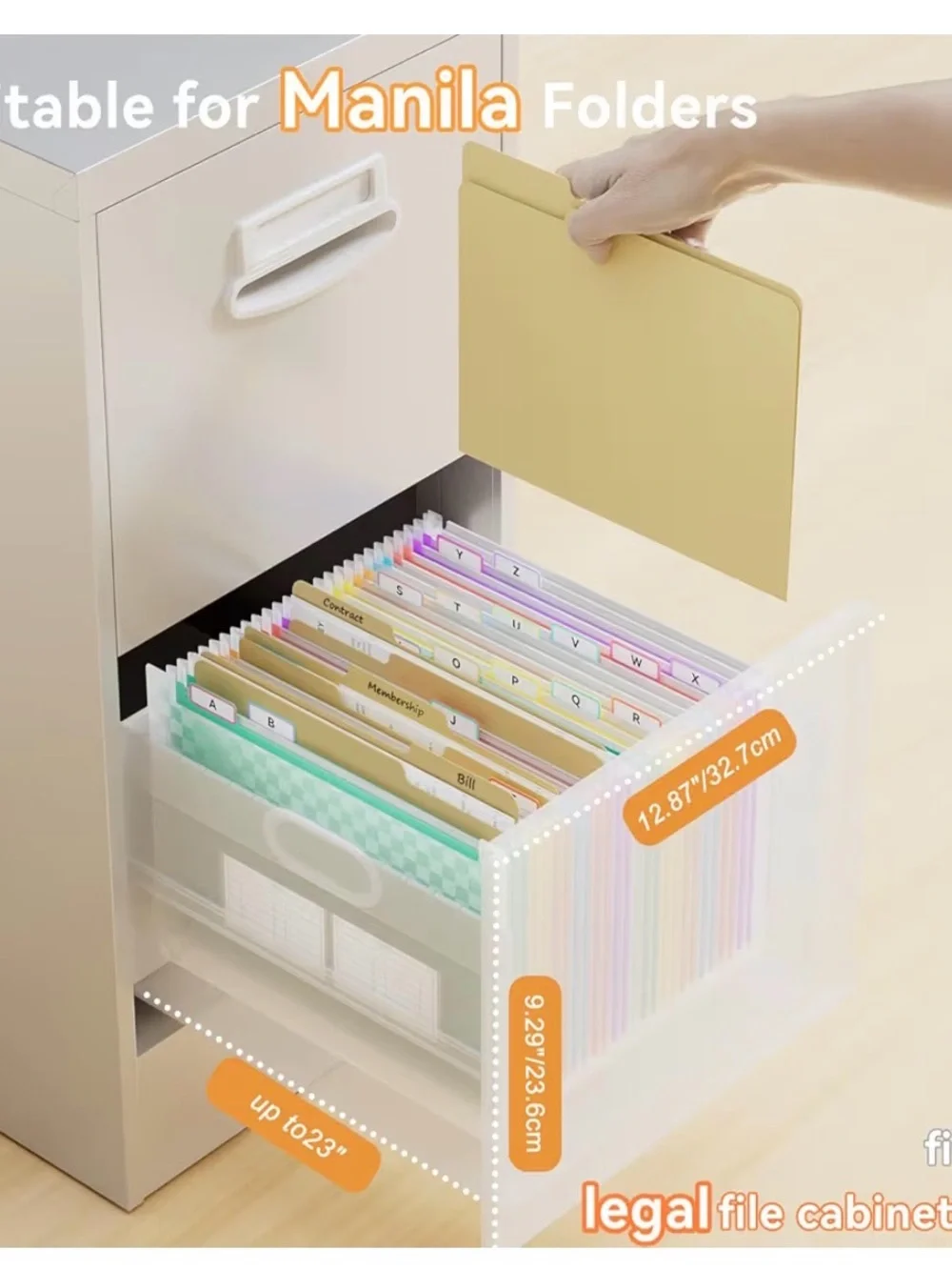 Thinktex 26-Pocket Accordion File Organizer, Upright & Open Top,